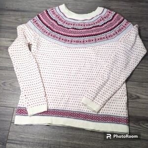 Talbots Nordic Fair Isle Crewneck Sweater Lambs Wool Blend Size Small‎ Petite